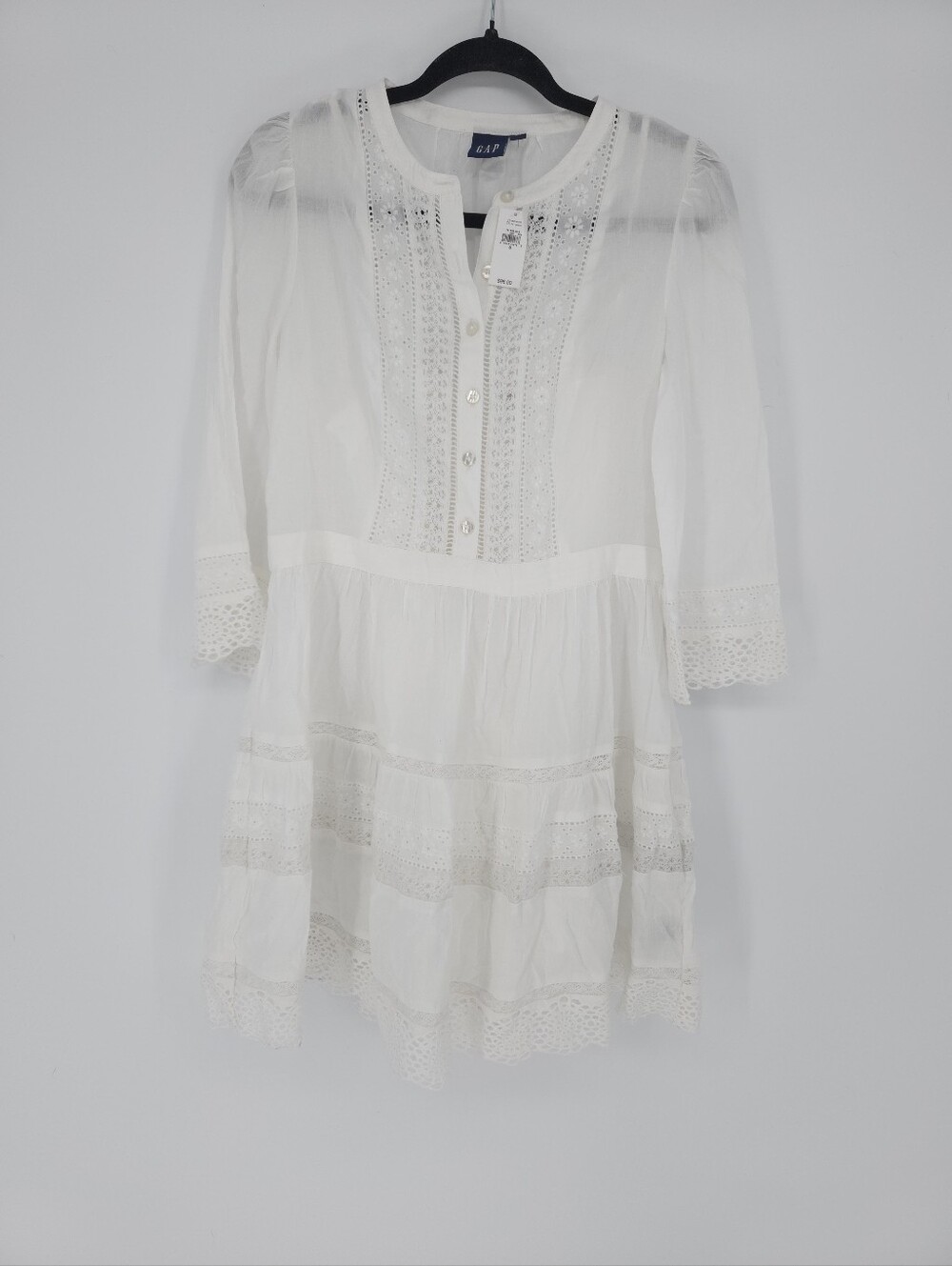 NWT Gap Lace-Trim Mini Dress White NWT Small 741538 summer feminine